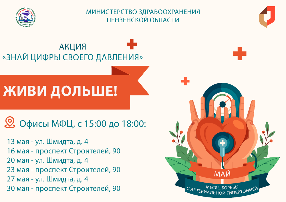 Пензенцы приглашаются к участию в профилактической акции «Знай цифры своего давления! Живи дольше!»